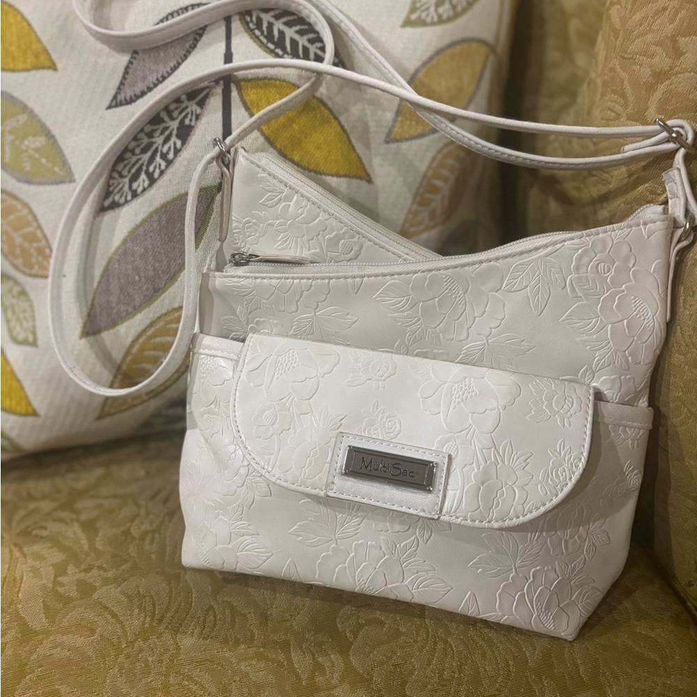 MultiSac White Floral Embossed Bag